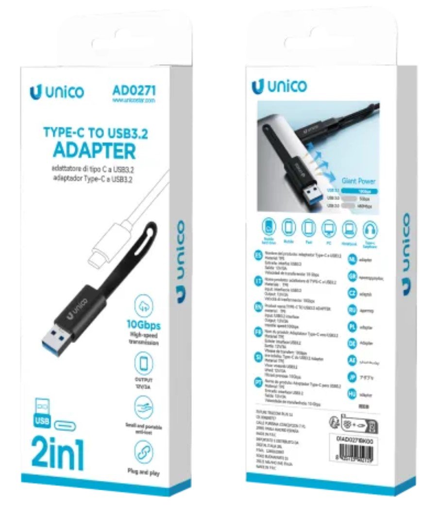 Adaptador Unico De Tipo C A Usb A Ce. Negro