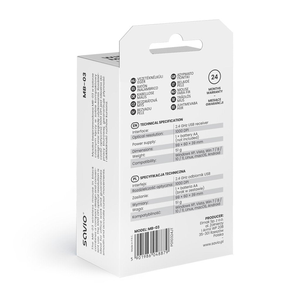 EAN 5901986048879 - Savio MB-03 ratón Universal 1000 DPI imagen 5