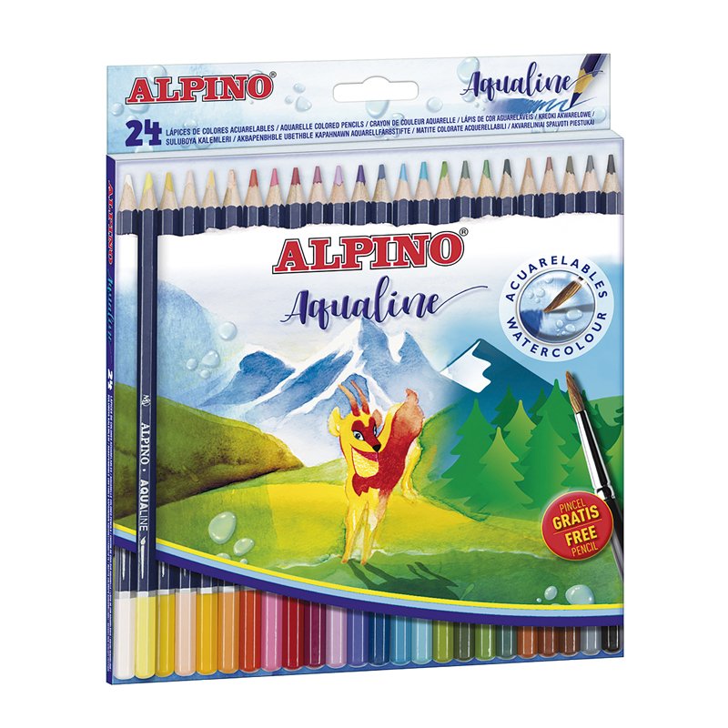 Alpino Lápices De Colores Aqualine Acuarelables 175mm Estuche De 24 C/Surtidos