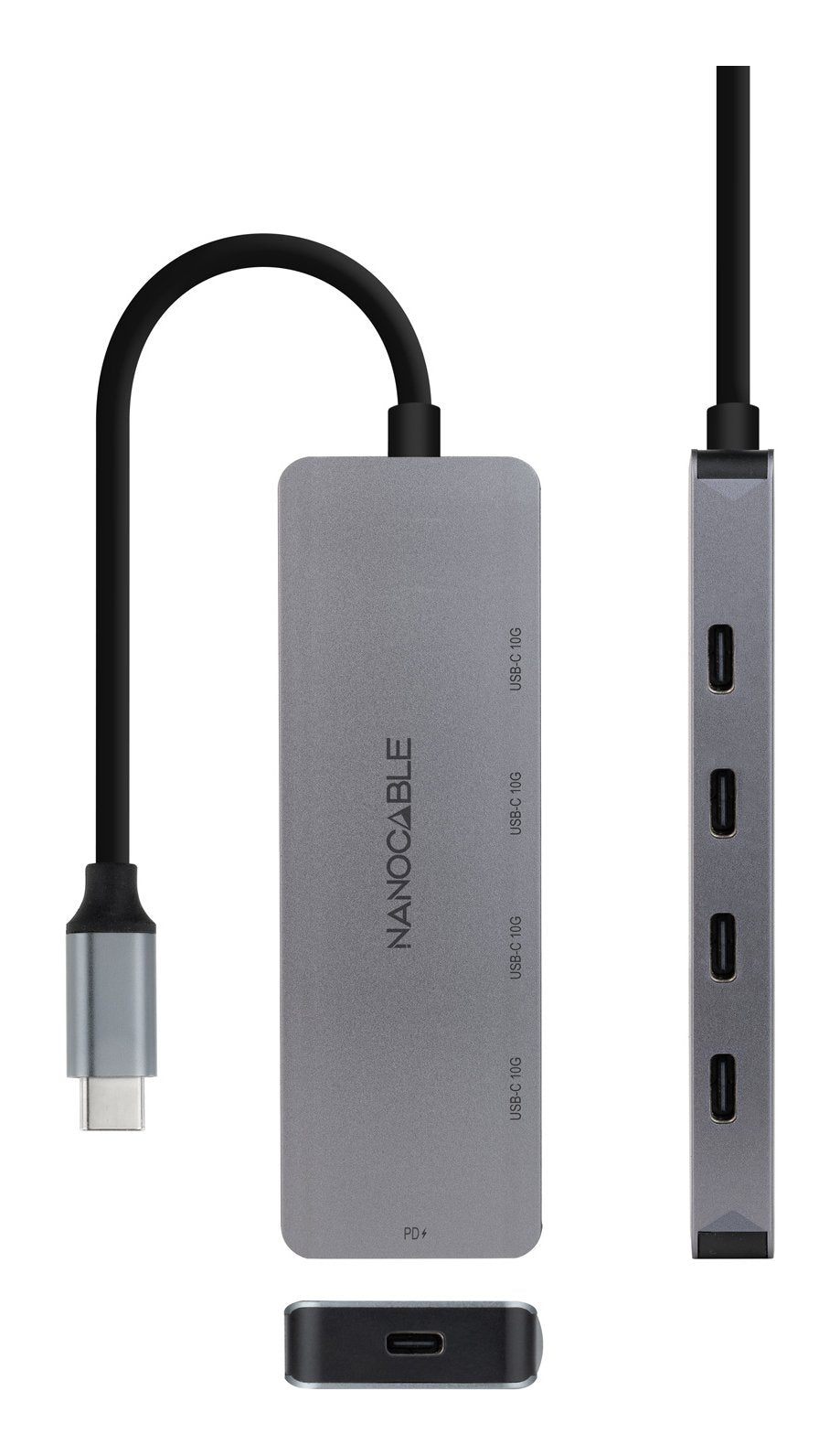 Hub Usb-C/M A 4xusb-C/H + Usb-C Pd 100w 10 Cm