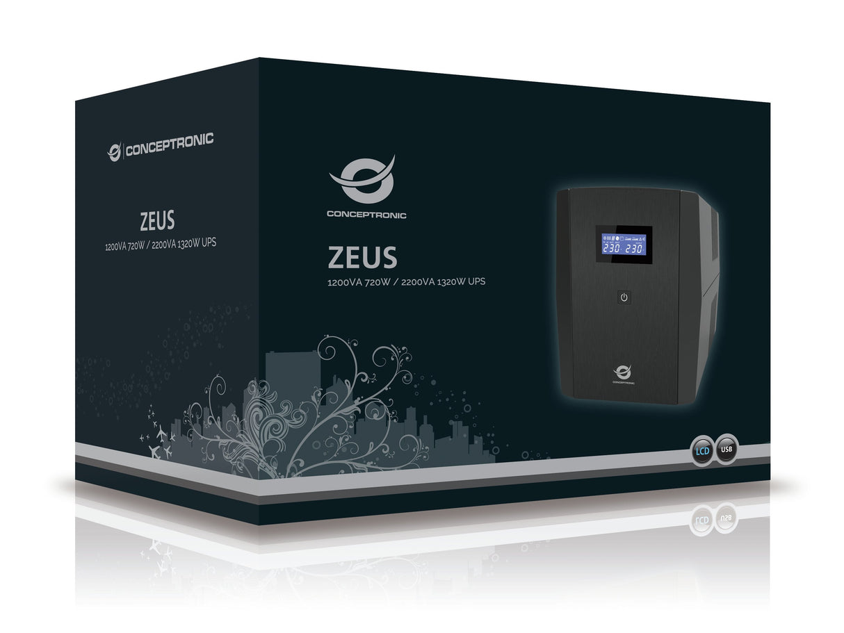 Conceptronic Sai 2200va 1320w 2 Shucko + 3 Iec Proteccion Puerto Lan Modem Zeus 04em