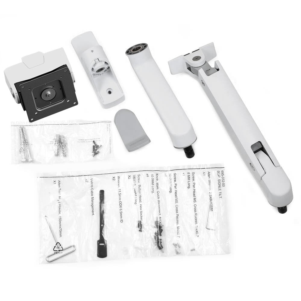 Brazo Para Monitor Ergotron Hx Con Articulación Vhd, Montaje En Pared Blanco, Para Monitores Curvos 1000 R 45-694-216