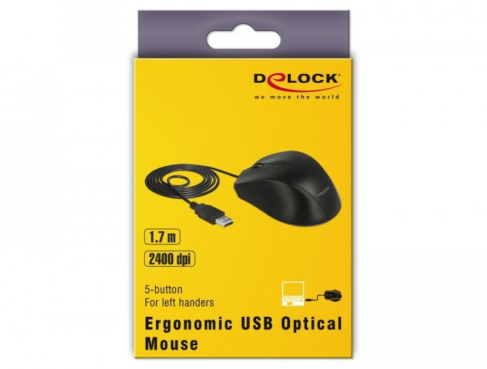 Delock 12548 Ratón Usb Tipo A Óptico 2400 Dpi Zurdos