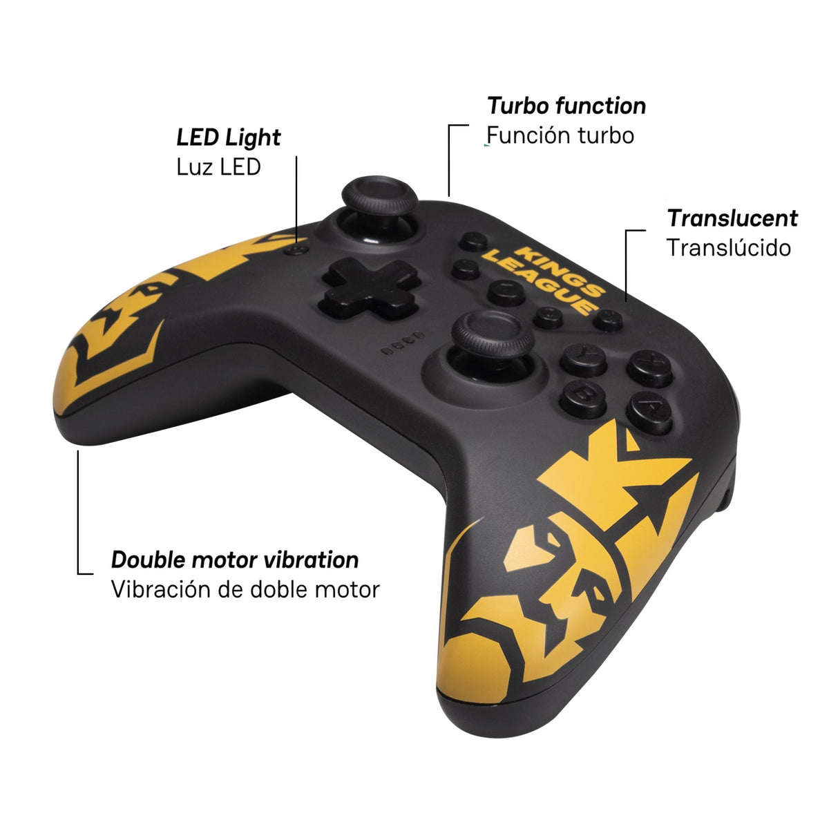 Mando Compatible Blade - Wireless · Pc/Switch/Ios/Android · Luz Led Rgb · Cable Usb Tipo C · Kings League