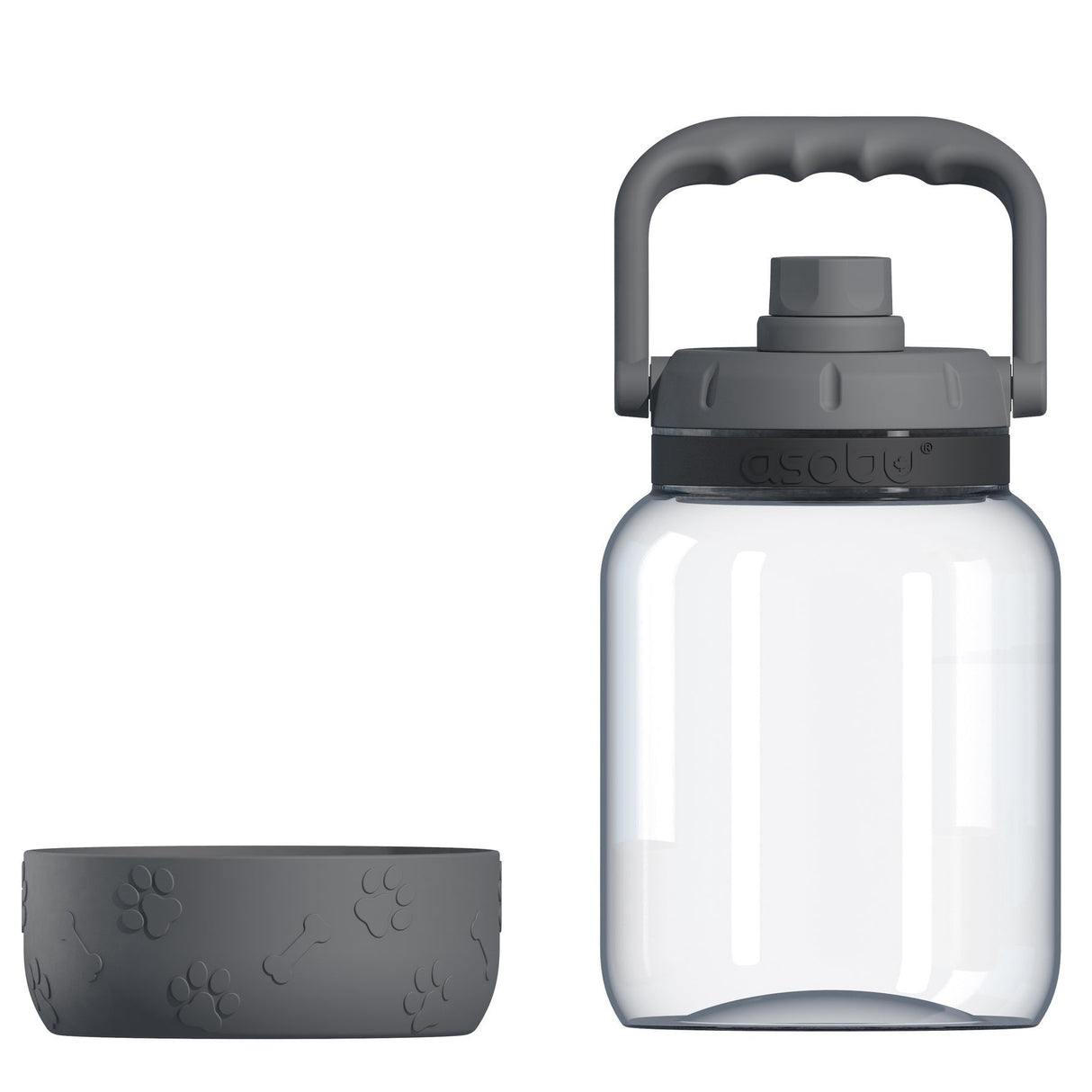 Asobu - The Barkley Dog Bowl - Tritanflasche 1 Liter Con Hundenapf Gris