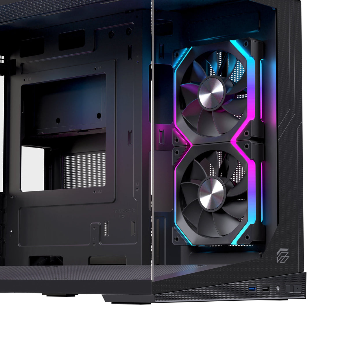 Caja Pc Micro-Atx Semitorre Einarex Sm300 Rgb C-Templado Negra Excs-Sm-300r-B