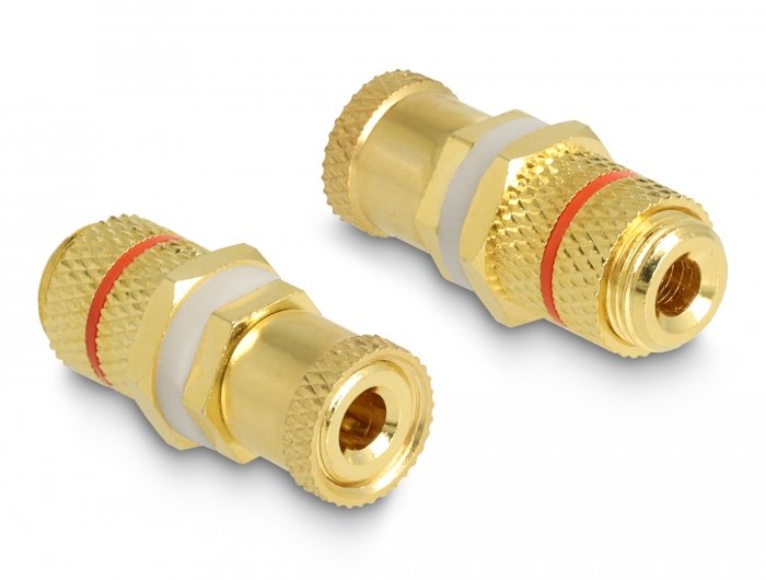 Delock Audio Adapter Polklemme Zu Polklemme Zum Einbau, Farbring Rot