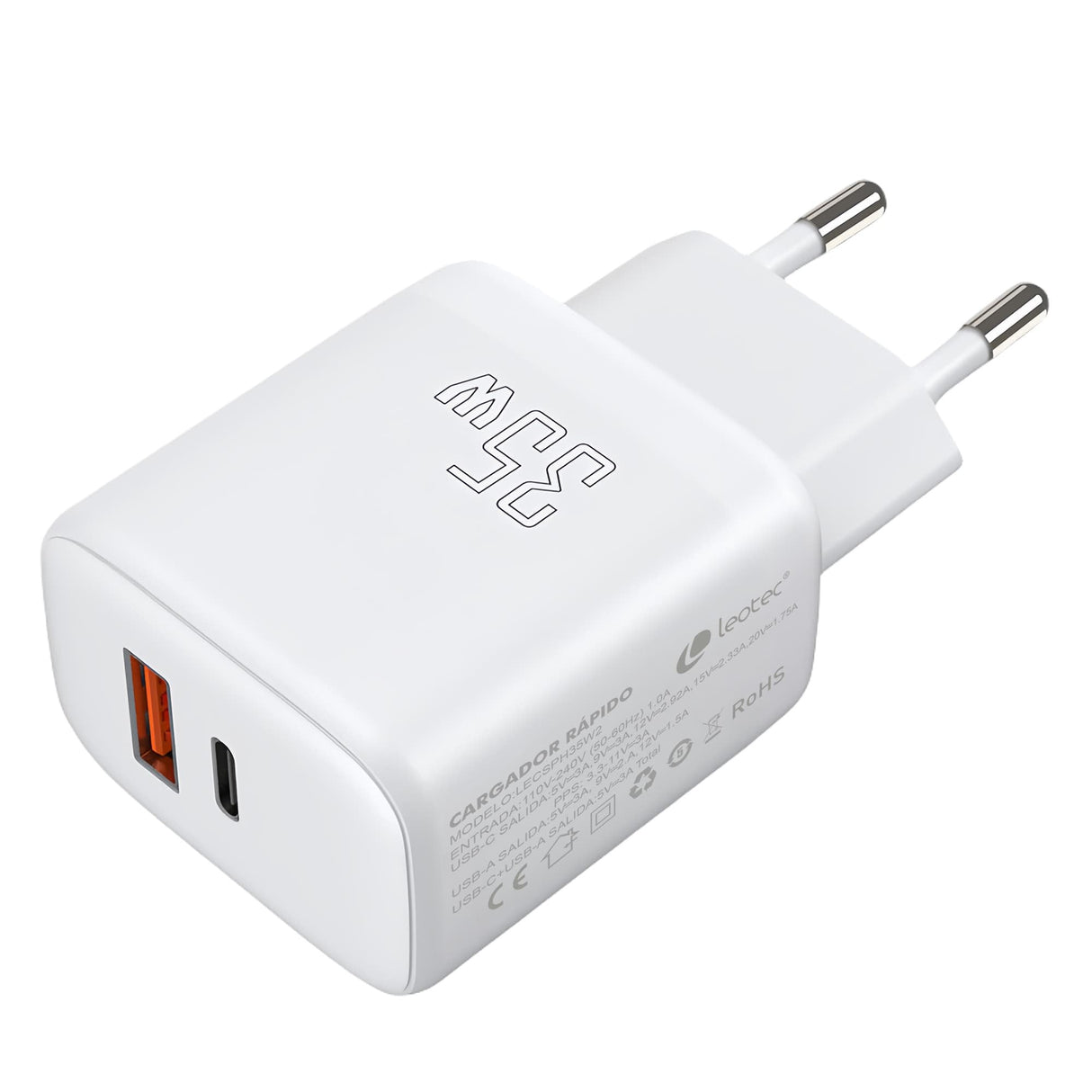 EAN 8436588882554 - Leotec LECSPH35W2W cargador de dispositivo móvil Universal Blanco Corriente alterna Carga rápida Interior imagen 4