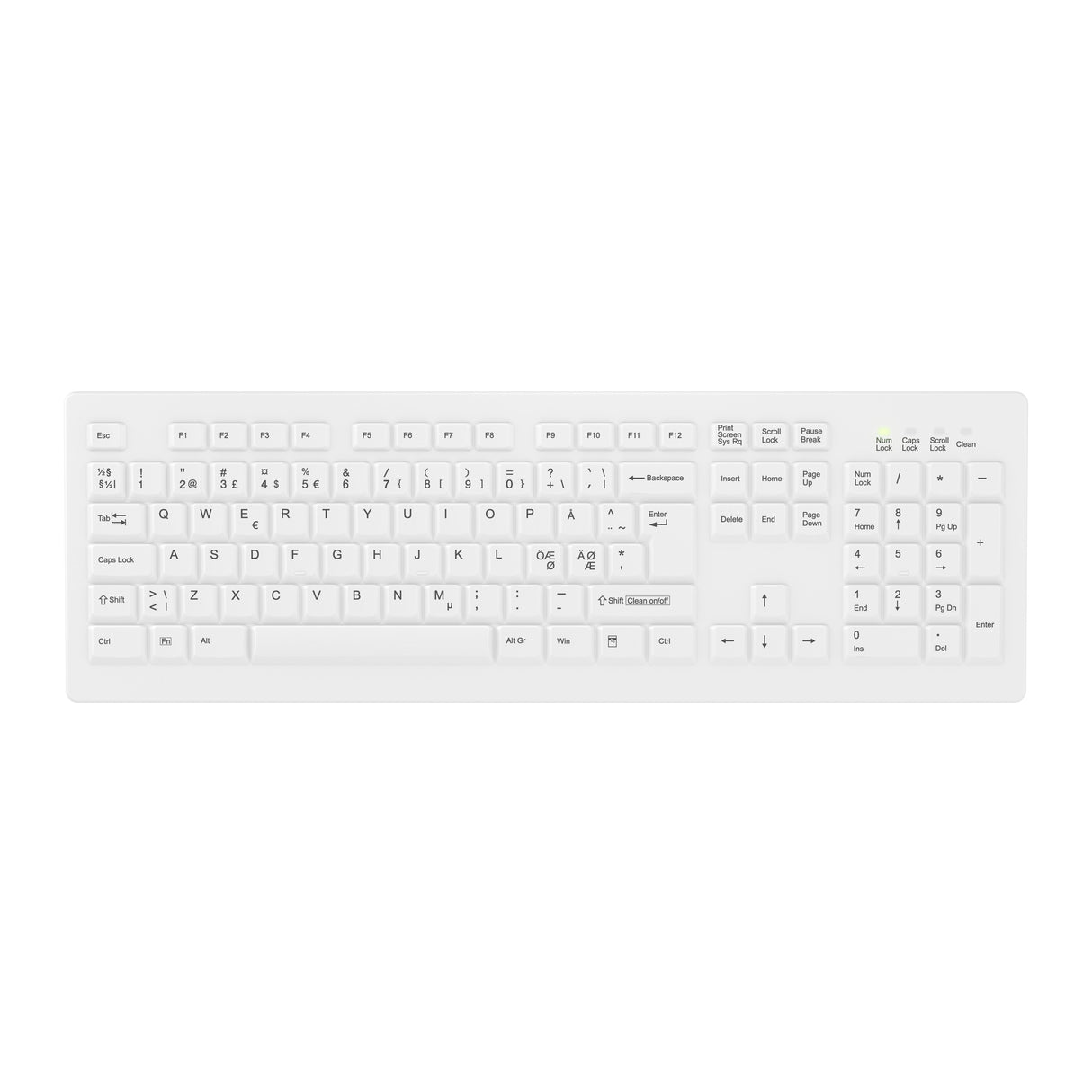 EAN 7061114180173 - Contour Design Active Key AK-C8100F-FUS-W/NOR teclado Médico RF inalámbrico QWERTY Nórdico Blanco imagen 1