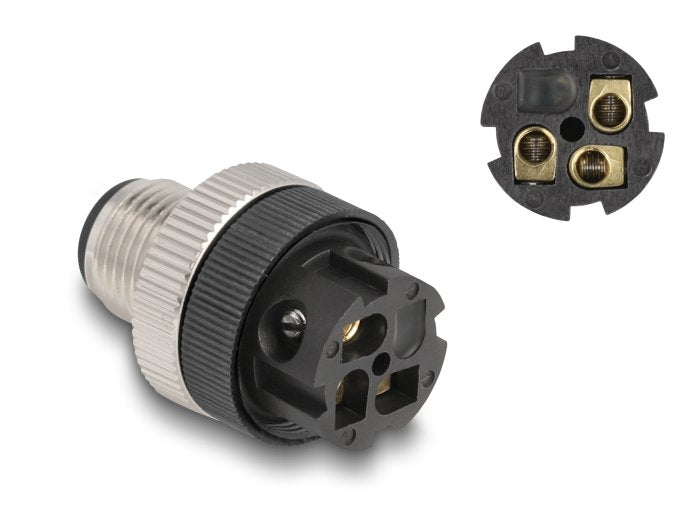 Delock 60566 M12 Conector Codificado A De 3 Pines Macho Para Montaje Con Conexión Por Tornillo