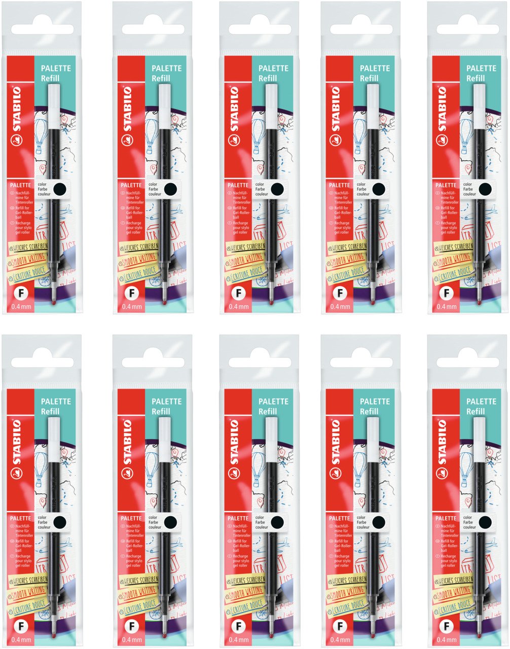 Stabilo Recambio Tinta De Gel Retráctil Palette Fine Negro Caja -10u-