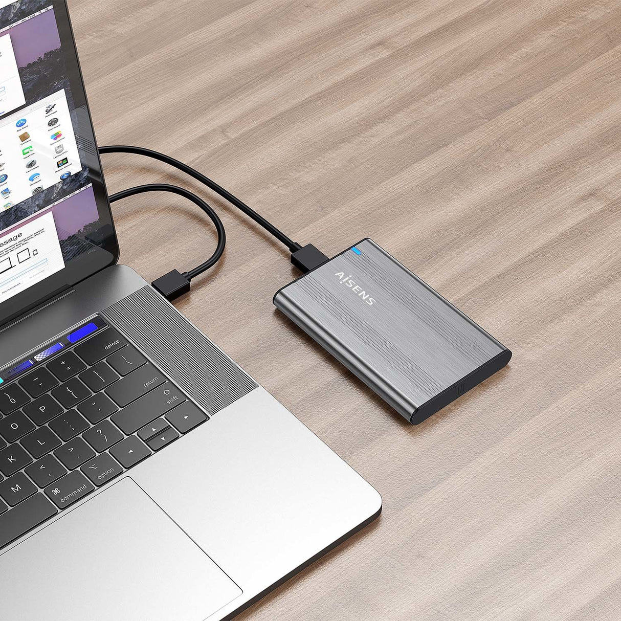 EAN 8436574709391 - AISENS ASE-2526GR caja para disco duro externo Caja de disco duro (HDD) 2.5" USB con suministro de corrie imagen 5