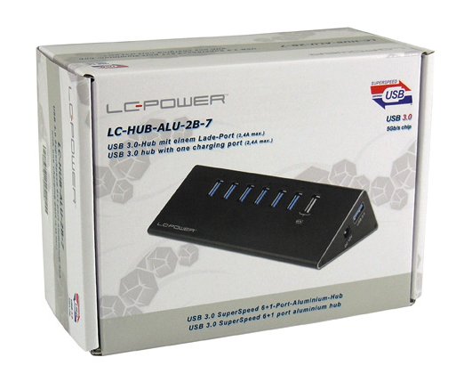 Lc-Power Hub, Lc-Hub-Alu-2b-7, Aluminio, 6x Usb 3.0, Negro