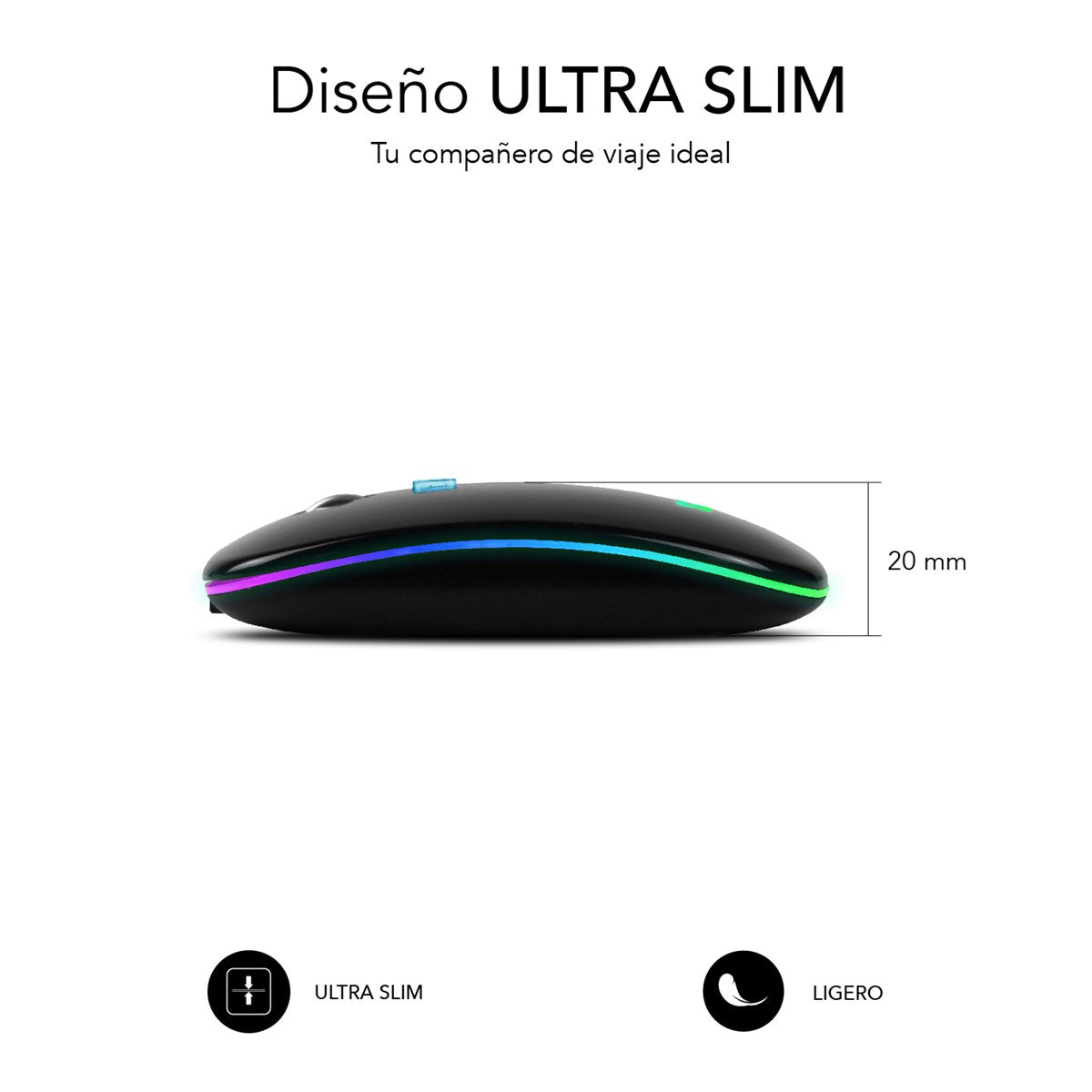 EAN 8436586742027 - SUBBLIM SUBMO-LDFLAT1 ratón Oficina Ambidextro RF Wireless + Bluetooth + USB Type-A Óptico 1600 DPI imagen 4