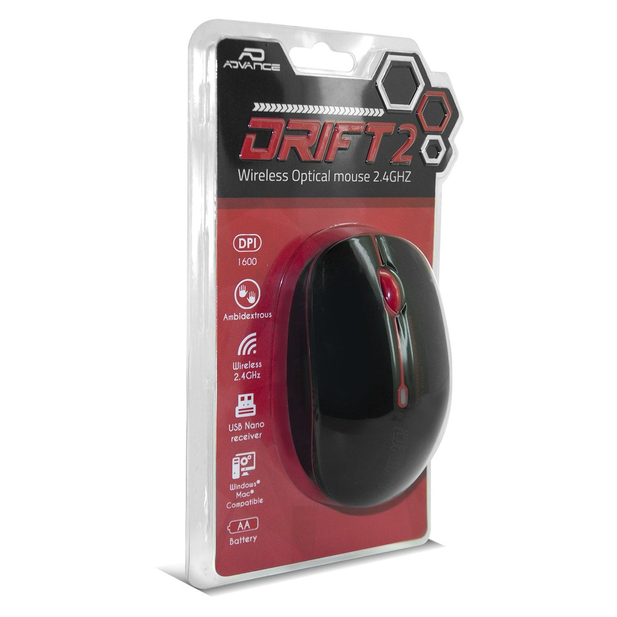 Ratón Inalámbrico Advance Drift 2 (Rojo)