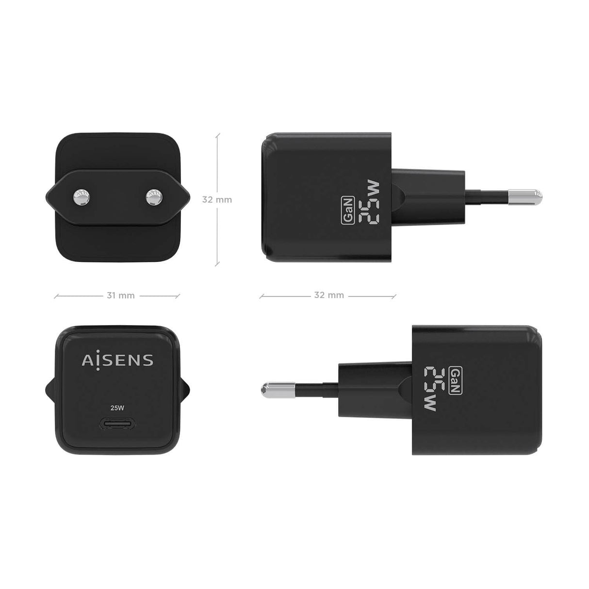 EAN 8436574709490 - AISENS ASCH-25W1P013-BK cargador de dispositivo móvil Universal Corriente alterna Carga rápida Interior imagen 4
