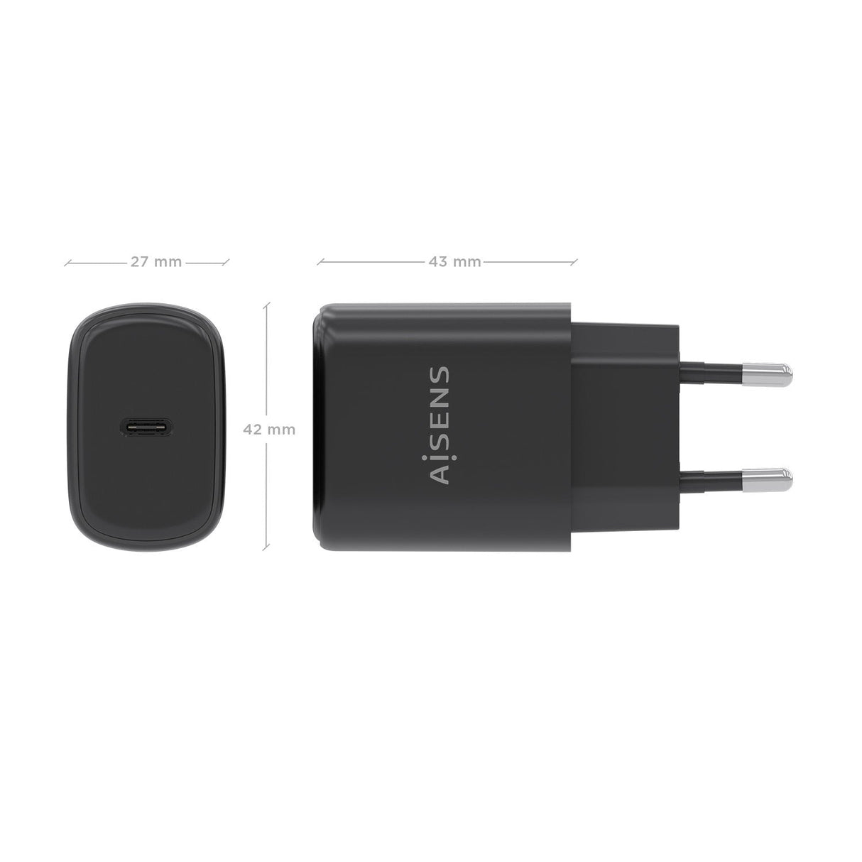 Aisens Cargador Gan 30w, 1xusb-C Pd3.0, Negro