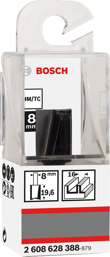 Bosch Professional Fresa De Ranuras Standard Para Madera, Ø 16 Mm, Longitud Útil 19,6 Mm, Eje Ø 8 Mm, Doble Filo 2608628388