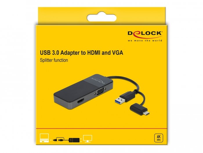 Delock Adaptador Usb 3.0 A 4k Hdmi + Vga