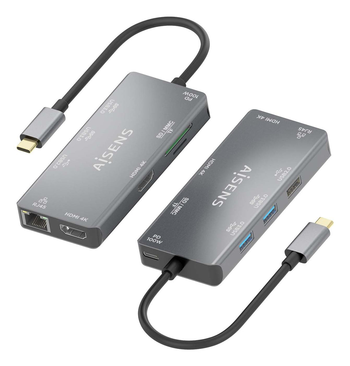 EAN 8435739901724 - AISENS ASUC-9P018-GR base para portátil y replicador de puertos Alámbrico USB 3.2 Gen 1 (3.1 Gen 1) Type- imagen 3