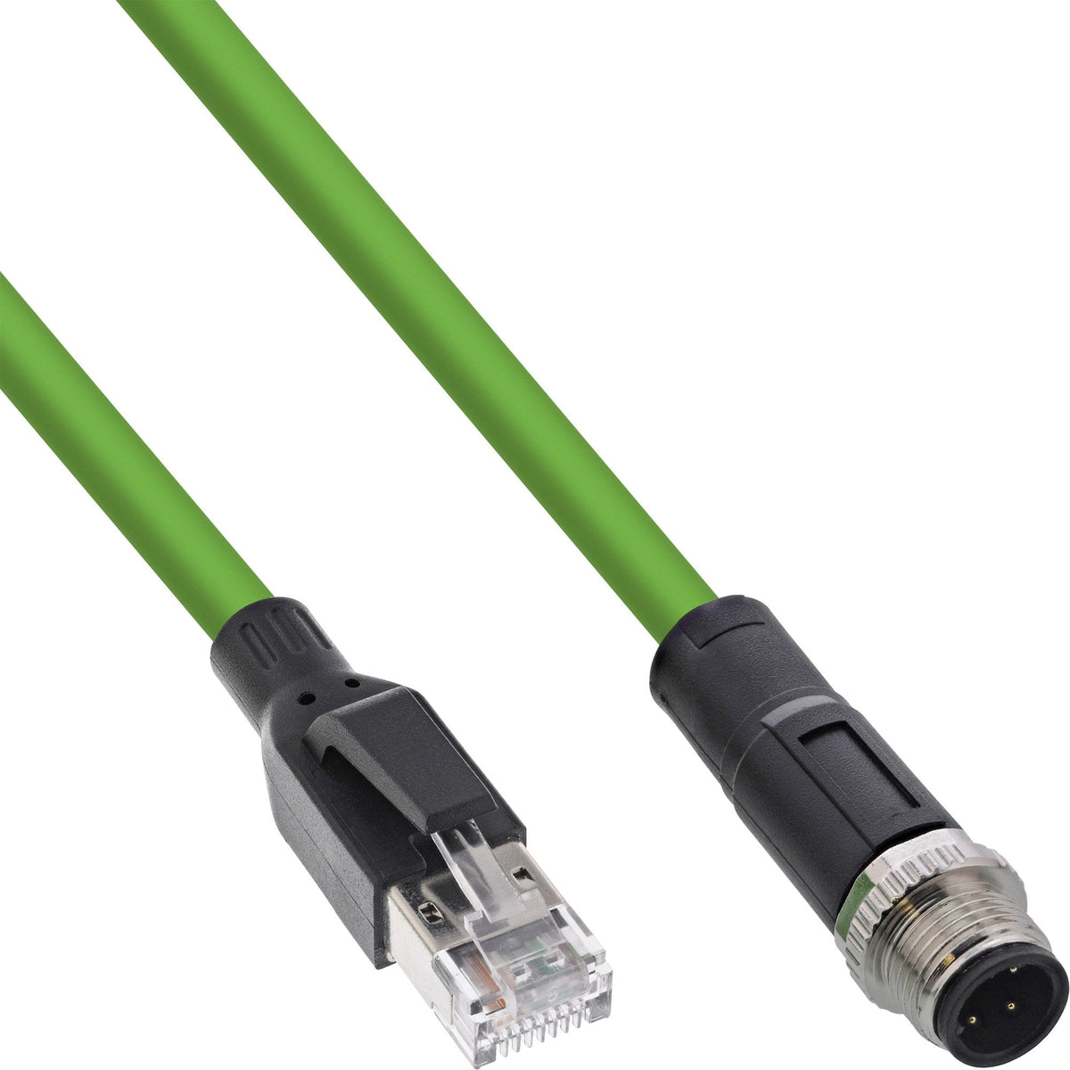Inline® Industrial Network Cable, M12 4-Pin D-Coded Macho Plug A Rj45, Pur 3m