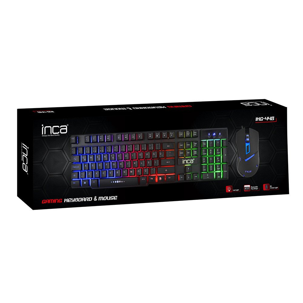 Teclado Aleman Inca Gaming Ikg-448 Inkl. Raton, Rgb, Retail