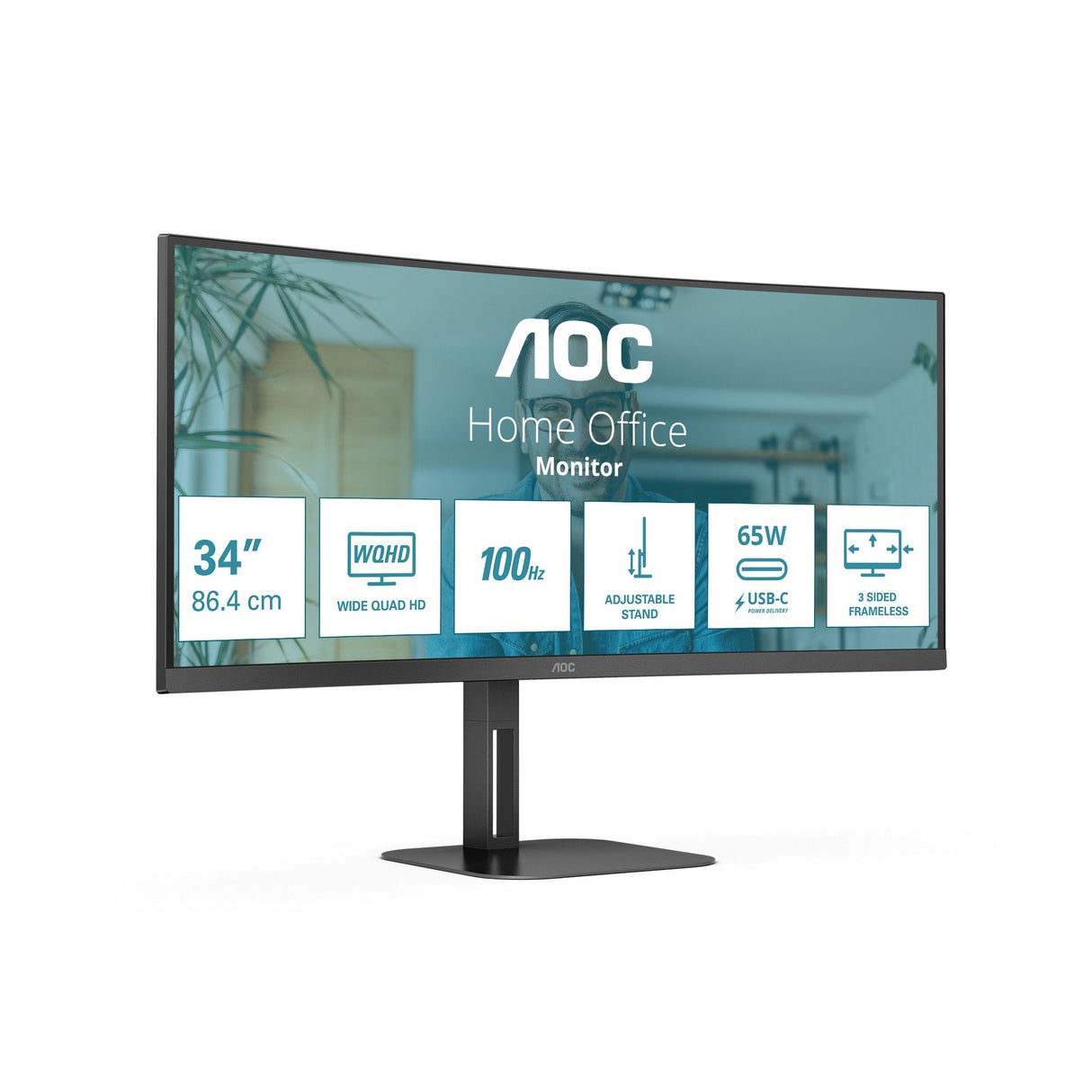 Monitor Aoc 34" Cu34v5c Value Line 1ms,Hdmi,Dp,Usb-C