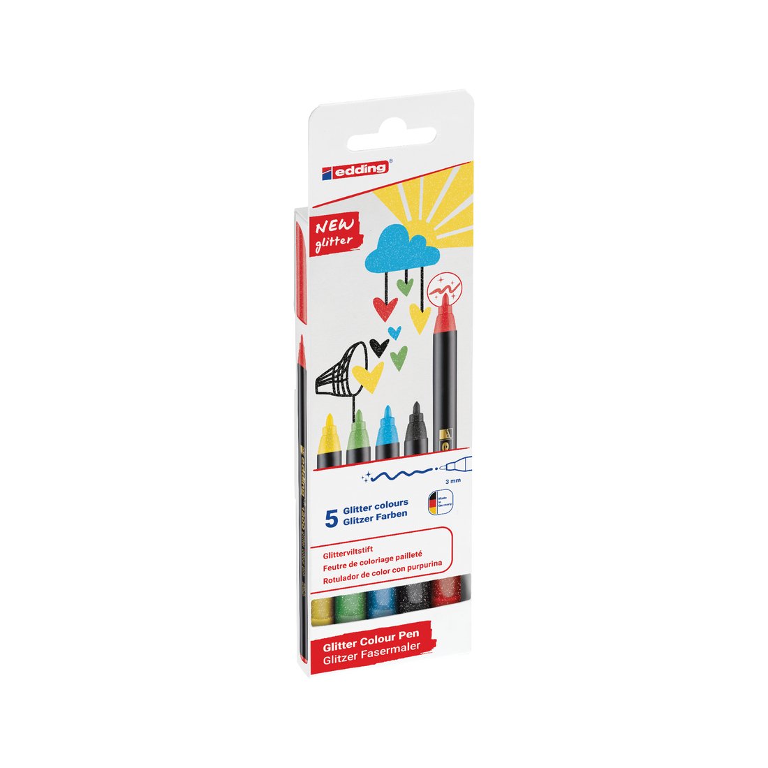 Edding Rotulador 1200 Glitter Colour Pen Estuche 5 Ud C/Básicos
