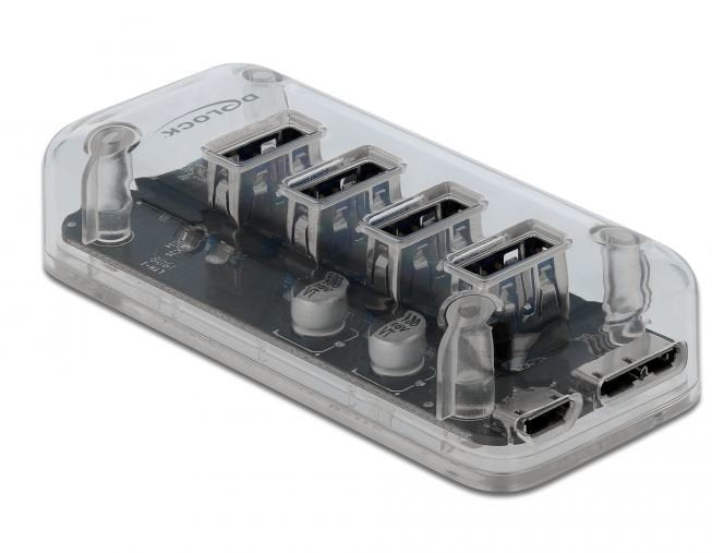 Delock Externo Usb 3.0 Hub Con 4 Puertos, Cubo Usb Transparente 64087