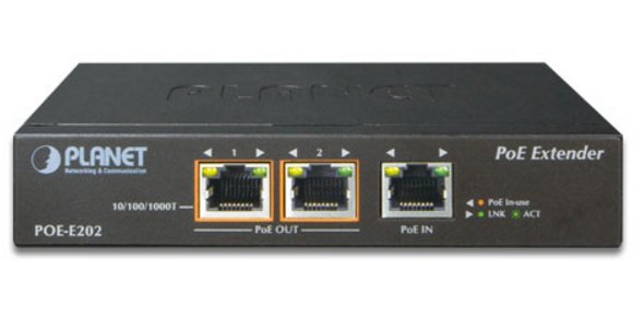 EAN 4711605282055 - PLANET POE-E202 ampliador de red Transmisor y receptor de red Negro 10, 100, 1000 Mbit/s imagen 2