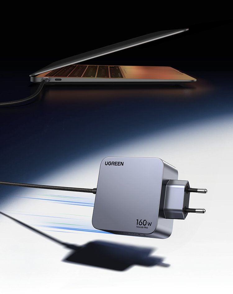 EAN 6941876228775 - Ugreen Nexode Pro 160W GaN Charger with USB-C Cable Universal Negro, Gris Corriente alterna Carga rápida imagen 6