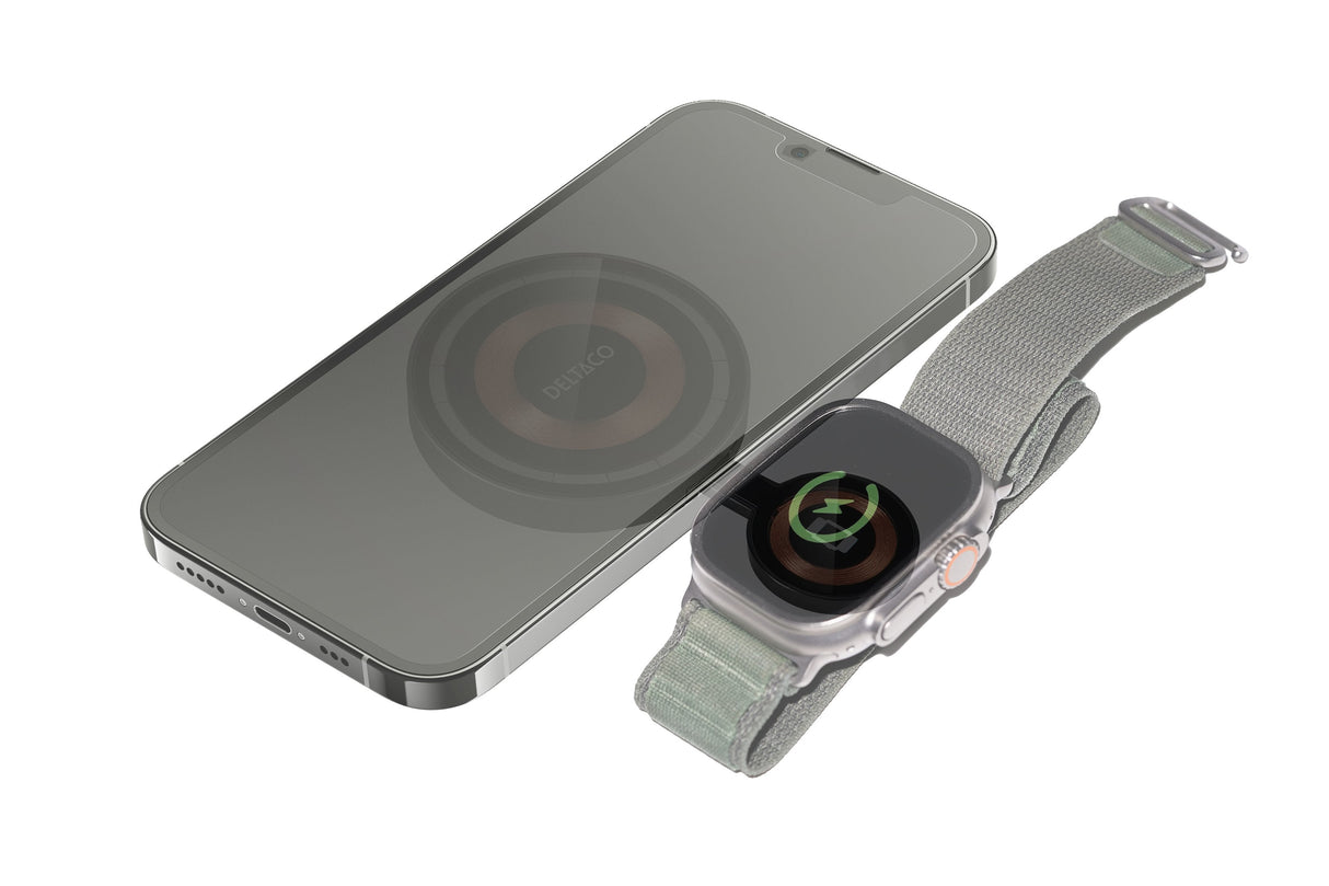 Deltaco 2-In-1 Wireless Charger 15w Transparent