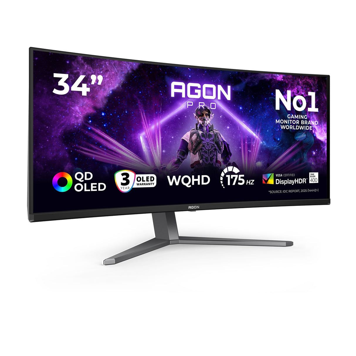EAN 4038986112444 - AOC AGON PRO AG346UCD pantalla para PC 86,4 cm (34") 3440 x 1440 Pixeles Wide Quad HD QD-OLED Negro, Gris imagen 2
