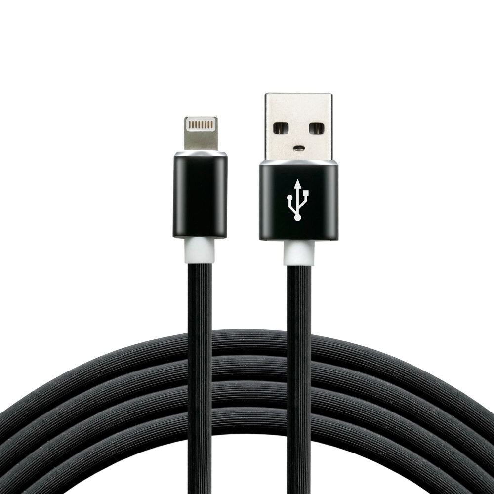 Everactive Usb Lightning Cable 1m - Negro, Silicona, Soporte De Carga Rápida, 2.4a - Cbs-1ib
