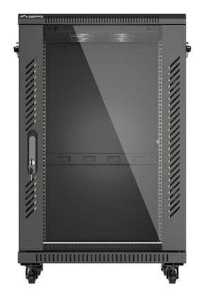 Lanberg Rack Cabinet 19 " Free Standing 18u 600x600 Flat Pack With Glass Door Black