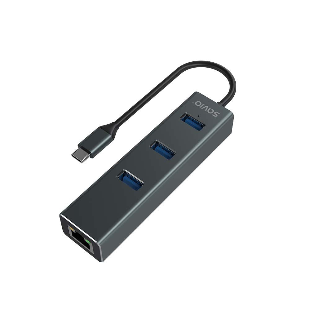 EAN 5901986047766 - Savio AK-57 USB-C - 3 x USB-A HUB with RJ-45 Gigabit Ethernet adapter 5000 Mbit/s grey 2 x USB 3.2 Gen 2 imagen 2