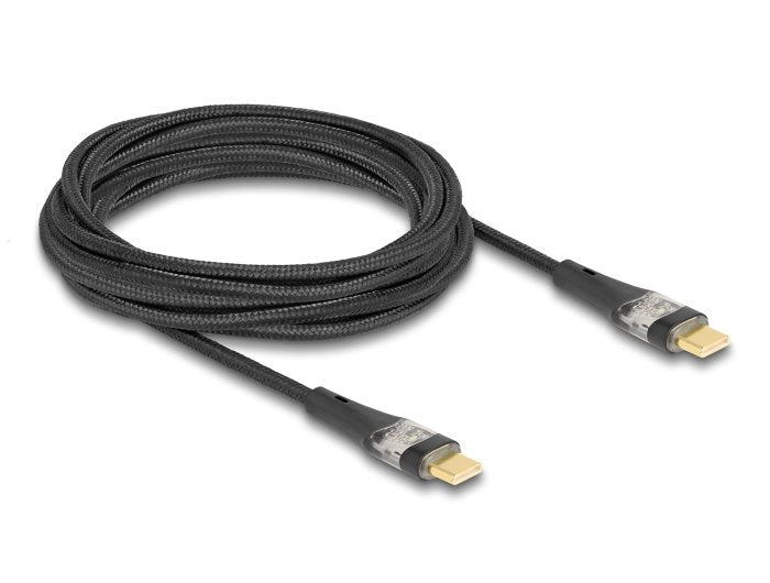 Delock 80765 Cable Usb 2.0 De Datos Y Carga Rápida Usb Type-C Macho A Macho Transparente Pd 3.0 100 W 3 M