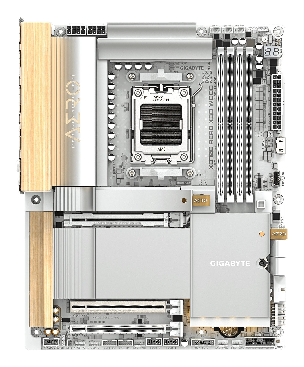 Placa Base Gigabyte X870e Aero X3d Wood Plateado