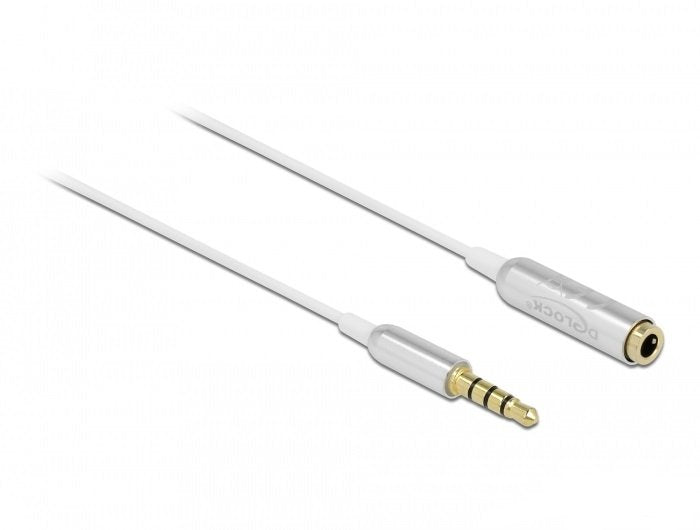 Delock 66072 Cable De Extensión De Audio Jack Estéreo De 3,5 Mm 4 Pines Macho A Hembra Ultra Slim 0,5 M Blanco