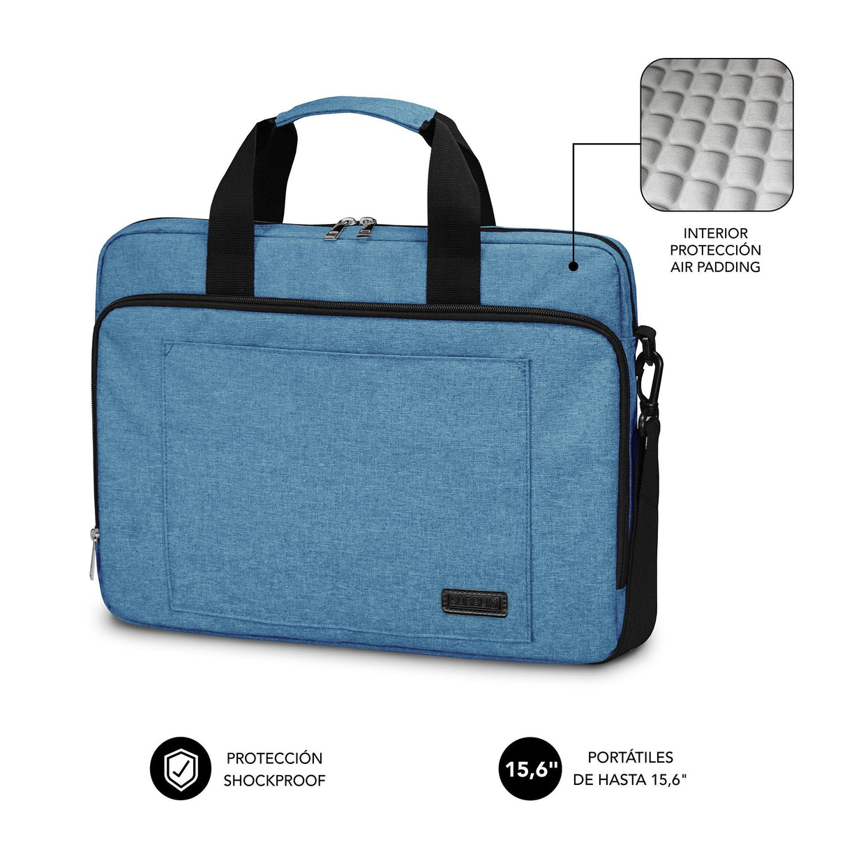 Maletin Air Padding 15.6'' Azul Subblim Hasta 15.6'' / Interior Acolchado / Bolsillo Exterior
