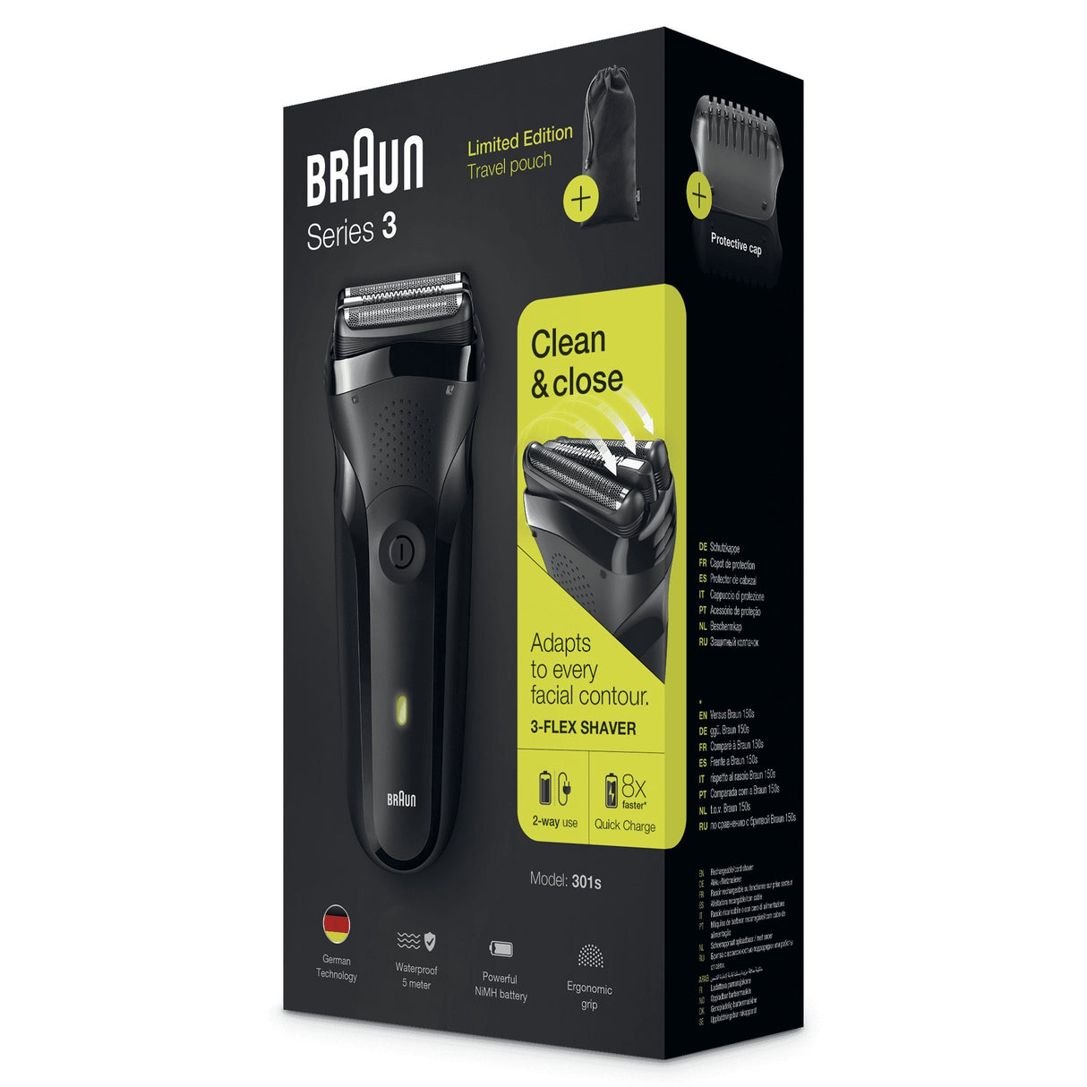EAN 4210201163817 - Braun Series 3 301s Máquina de afeitar de láminas Recortadora Negro imagen 3