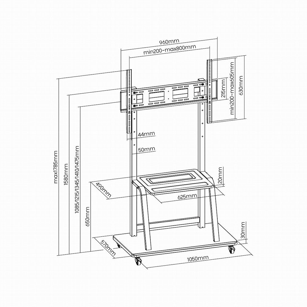 EAN 8716309128421 - Gembird TVS-100F-01 soporte para pantalla de señalización 2,54 m (100") Negro imagen 5