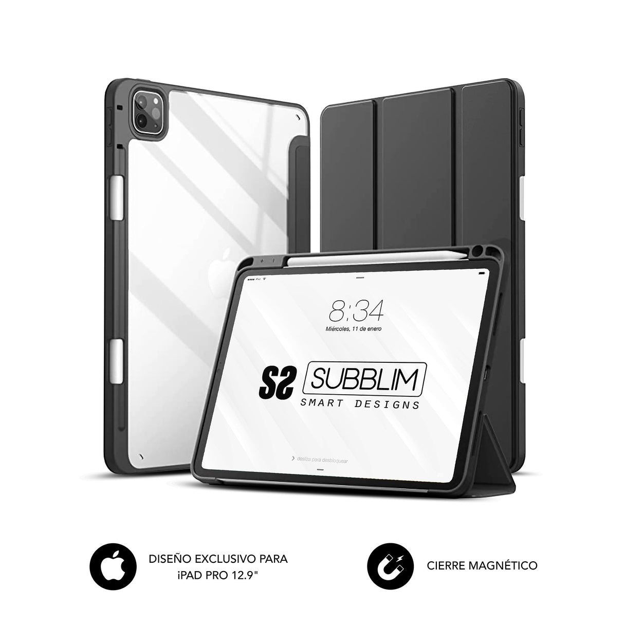 EAN 8436586742768 - SUBBLIM SUBCST-5SC420 funda para tablet 32,8 cm (12.9") Folio Negro, Transparente imagen 2