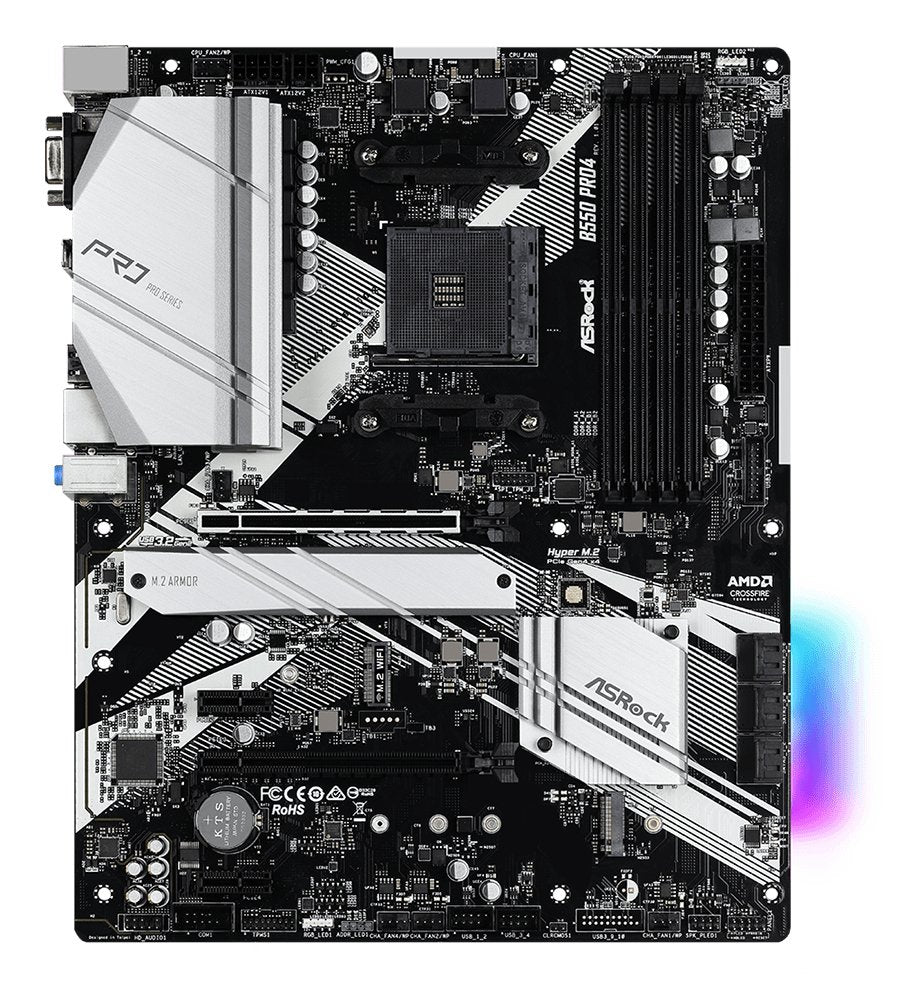 Placa Base Asrock Am4 B550 Pro4,Amd,B550,Atx B550 ,Zócalo Am4, Amd Ryzen, Ddr4-Sdram, Dimm, 2133,2400,2667,2933,3200,3466,3600,3733,3800,3866,4000,4133,4200,4266,4333,4400,4466,4533 Mhz