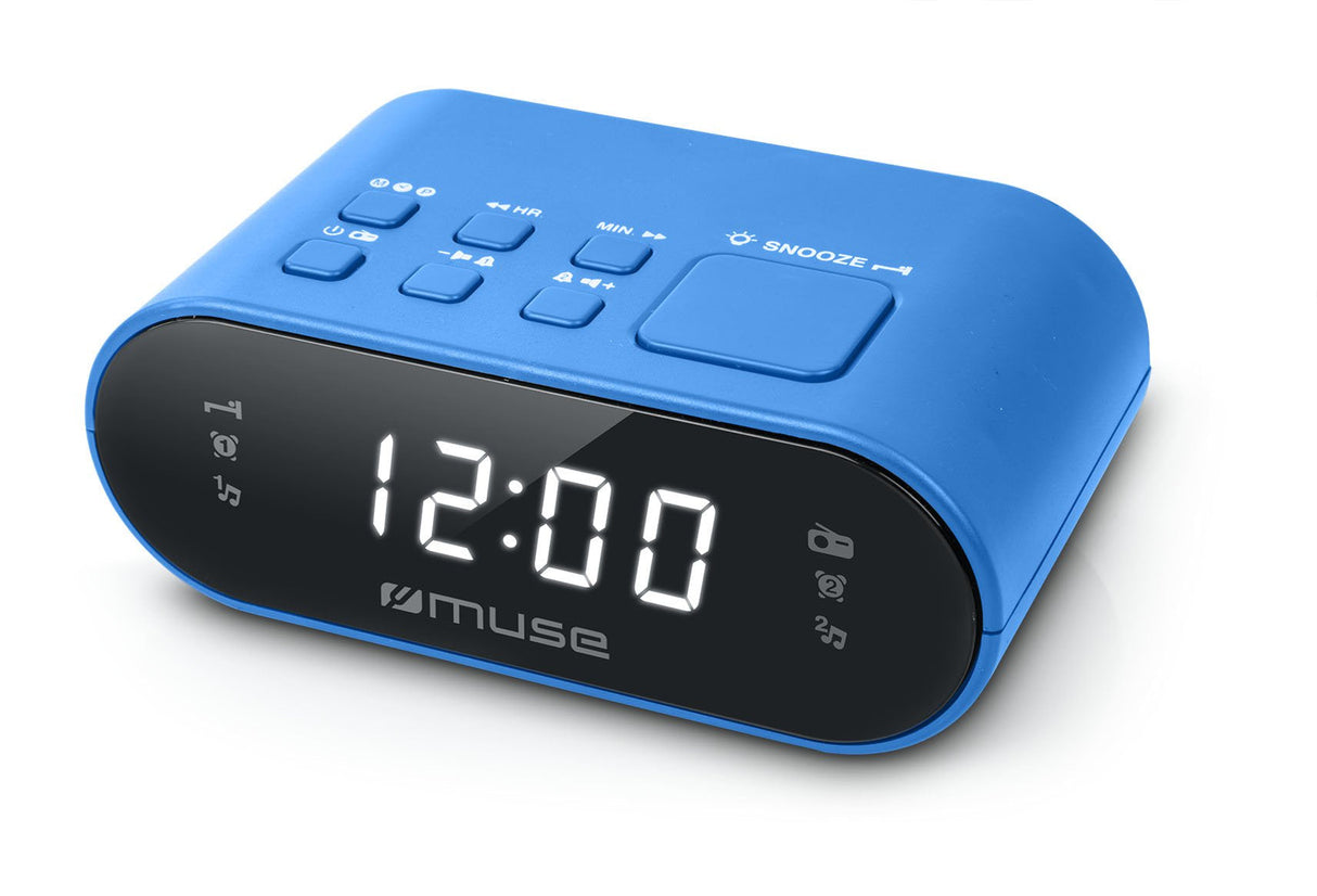 Muse M-10 Azul Radio Despertador Fm Doble Alarma Pantalla Lcd 0.6''