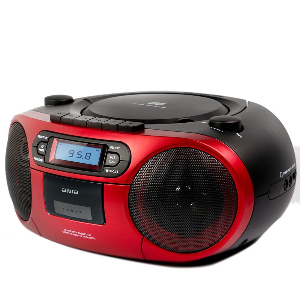 Radio Cd-Casete Aiwa Boombox Bbtc-550mg Rojo Casete/Cd/Usb/Bt/Mp3/Fm Pll/Aux In 3.5mm/2x3w Bbtc-550rd