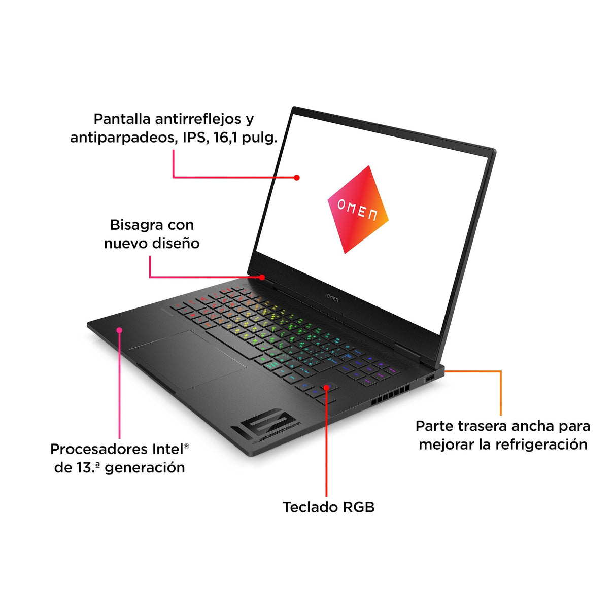 EAN 197961140149 - HP OMEN 16-wd0008ns Intel® Core™ i7 i7-13620H Portátil 40,9 cm (16.1") Full HD 32 GB DDR5-SDRAM 1 TB SSD N imagen 3