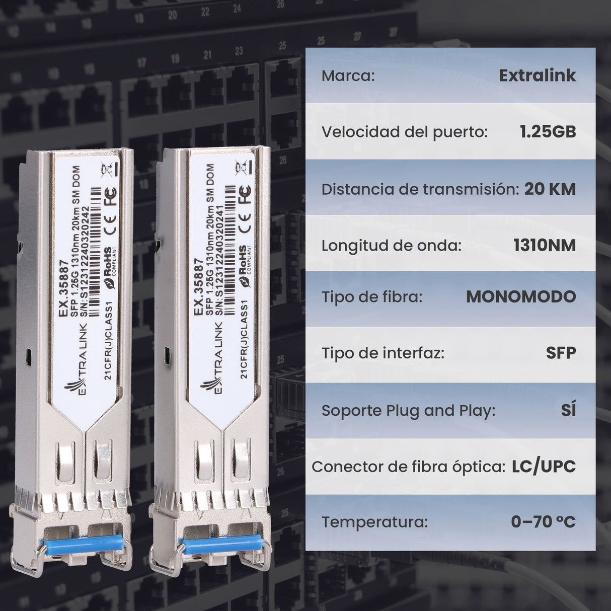 Extralink Sfp 1.25g 1310nm 20km Sm Dom 2-Pack