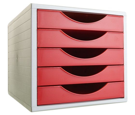 Archivo 2000 Módulo Archivotec 5 Cajones Válido Para Formato Din A4, Fólio Y Subcarpeta 340x270x260 Mm Rojo