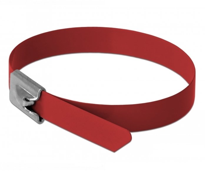 Delock Bridas De Acero Inoxidable L 400 X B 7,9 Mm Rojo 10 Piezas